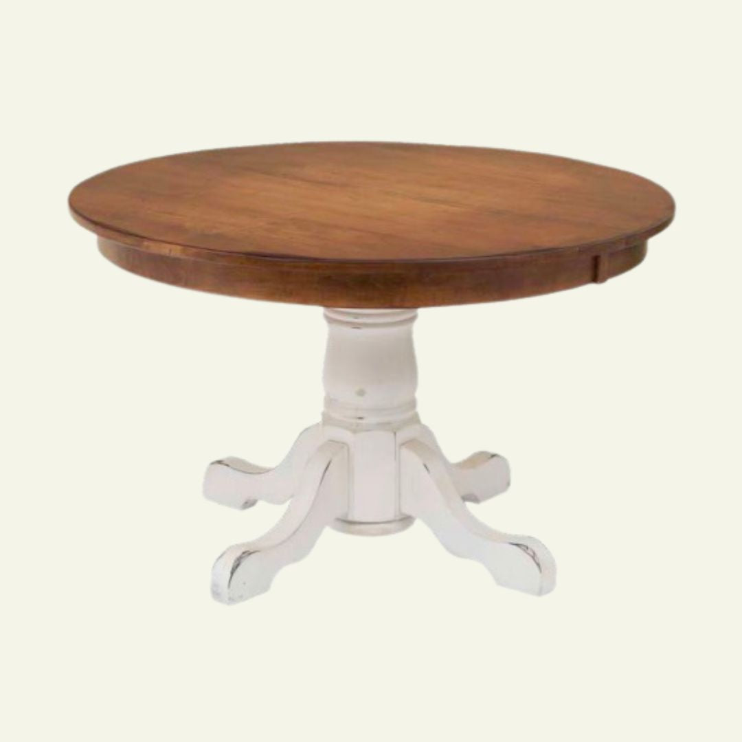 48” Round Butterfly Leaf Extension Table w/ 1 18” folding self storing leaf