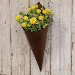 Rusty Cone Metal Wall Planter