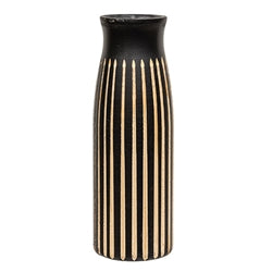 BoHo Etched Black Wooden Vase