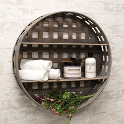 Basket Weave Two-Level Round Wall Shelf