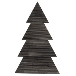 Distressed Black Wood Standing Corrugated Christmas Tree 18"