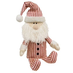 To All A Goodnight Red Ticking Stripe Pajama Santa Doll