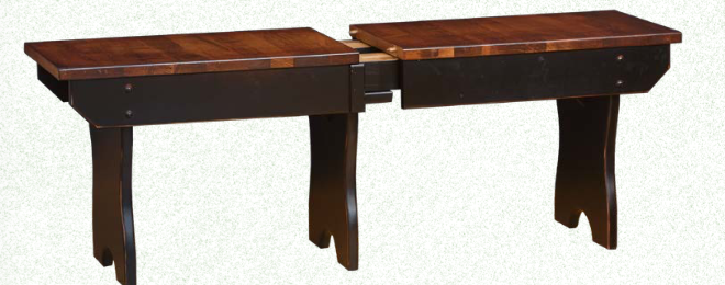 4' Extension Bench w/ 4 Leaves Opens to 8' (Wormy Maple)