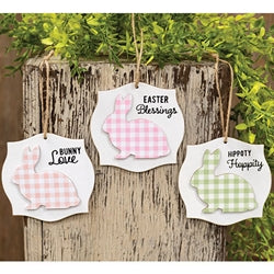 Layered Plaid Easter Bunny Blessings Ornament, 3 Asstd.