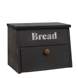Wooden 2 Compartment Bread Box - Black