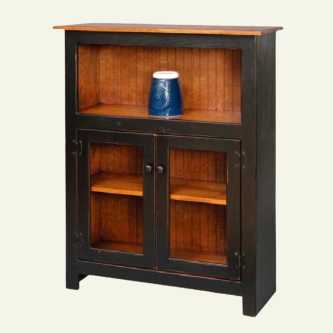 4' Bookcase w/ Bottom Glass Doors