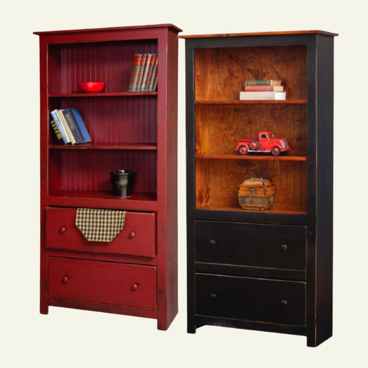 6' Bookcase w/ 2 Drawers
