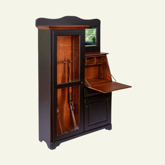 Side by Side Desk w/ Gun Cabinet, optional side lights