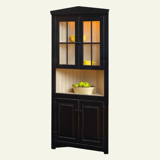 32” Corner Cupboard w/ Glass Top Doors