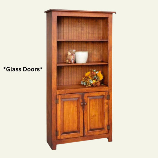 6’ Bookcase w/ Bottom Glass Door