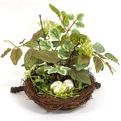 Mixed Ivy & Vine Bird Nest w/Eggs on Branch
