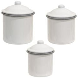3/Set, Gray Rim Enamelware Canisters