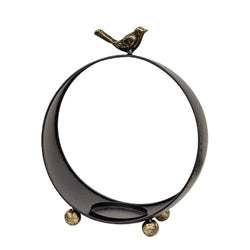 2/Set - Round Black Metal Bird Topped Pillar Lanterns