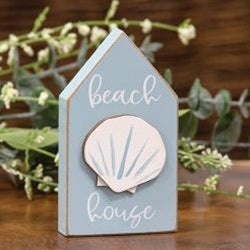 "Beach House" Seashell Block Sitter