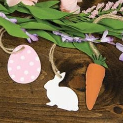 3/Set, Carrot, Bunny, Easter Egg Wooden Ornaments