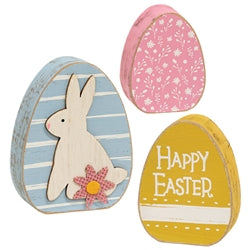 3/Set - Distressed Wood Happy Easter Bunny Chunky Sitters