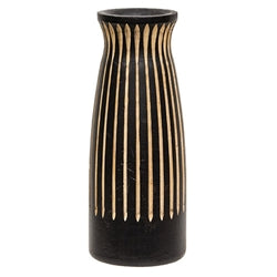 BoHo Etched Black Wooden Vase