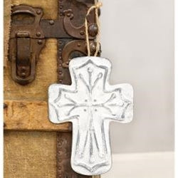 Distressed Metal Cross Ornament