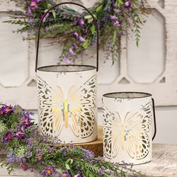 2/Set, Butterfly Cutout White Metal Buckets