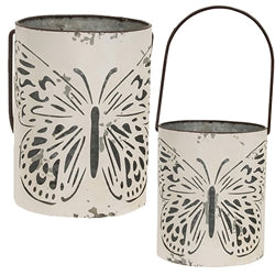 2/Set, Butterfly Cutout White Metal Buckets