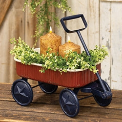 Red, White, Blue Rustic Metal Wagon