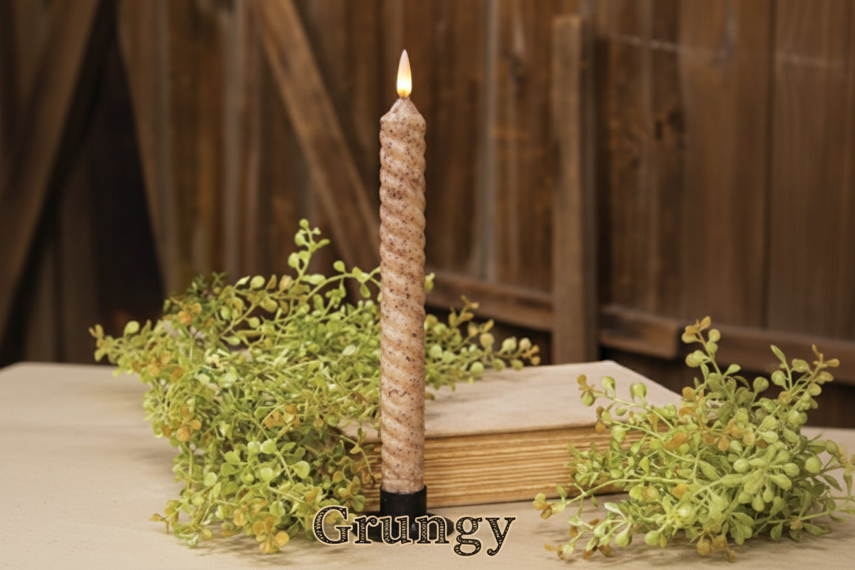 Vintage Twist Flicker Flame Timer Taper 9.5"