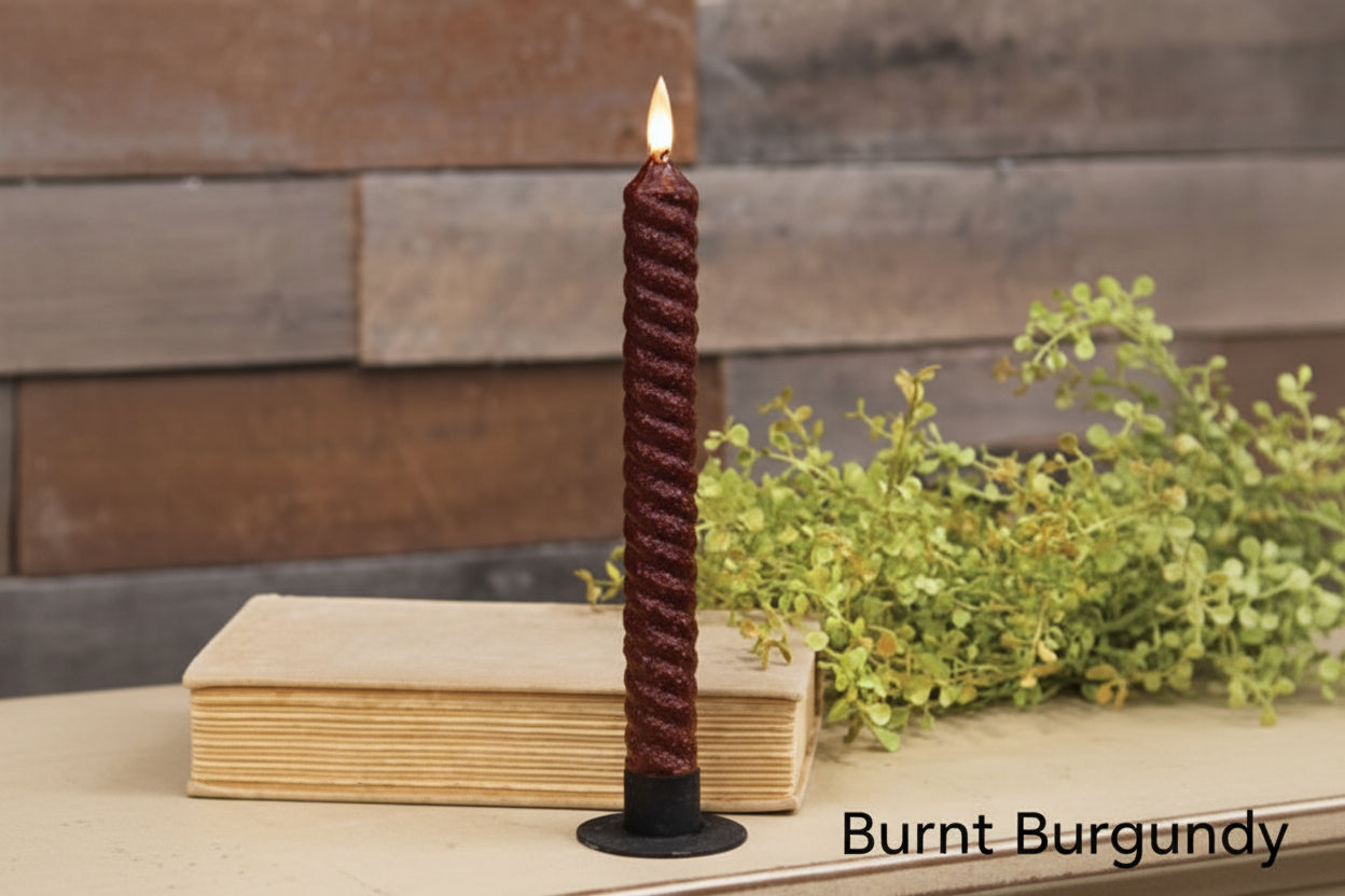 Vintage Twist Flicker Flame Timer Taper 9.5"