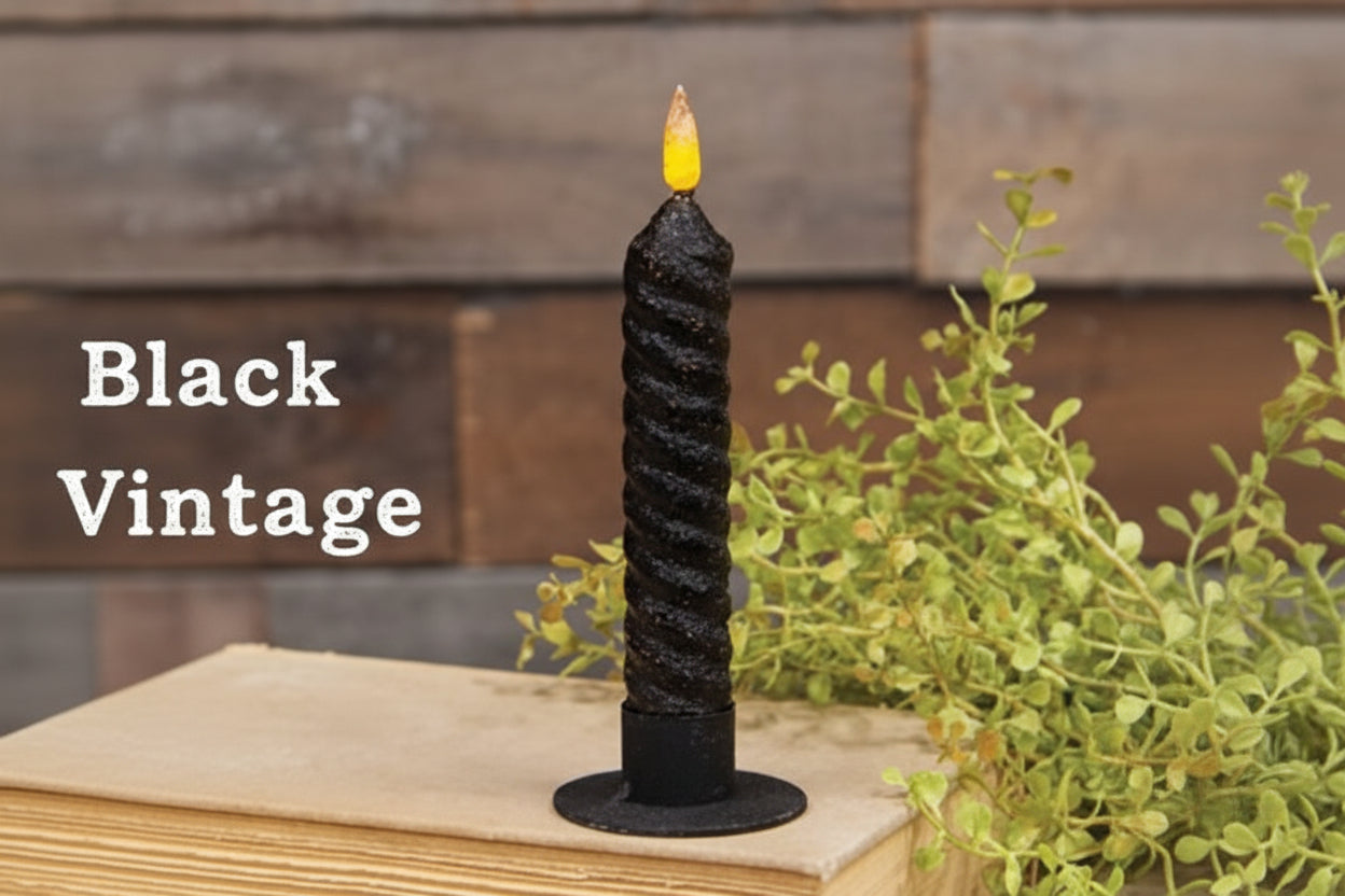 Vintage Twist Flicker Flame Timer Taper, 6.25"