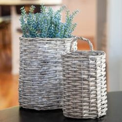 2/Set, Gray Willow Oval Baskets
