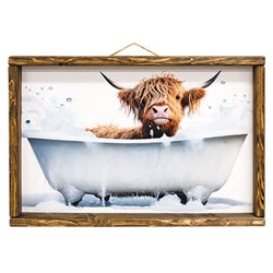 Highland Cow in Tub Framed Print, 12x18