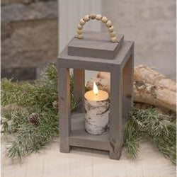 Gray Lantern with Bead Hanger