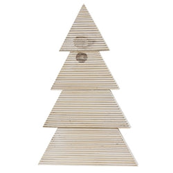 Distressed White Wood Standing Corrugated Christmas Tree 28"