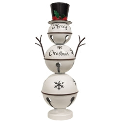Metal Merry Christmas Snowflake Jingle Bell Snowman 30"