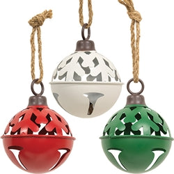 Christmas Tree Cutout Jingle Bell Ornament 5.5" 3 Asstd.