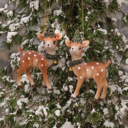 Resin Christmas Greenery Fawn Ornament - 2 Asstd.