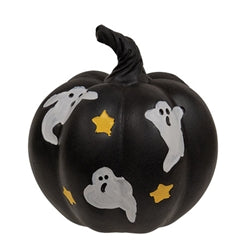 Black Resin Pumpkin w/Ghosts & Stars