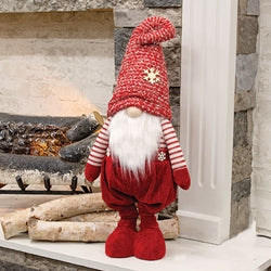 Red Nubby Stuffed Standing Gnome 31"H