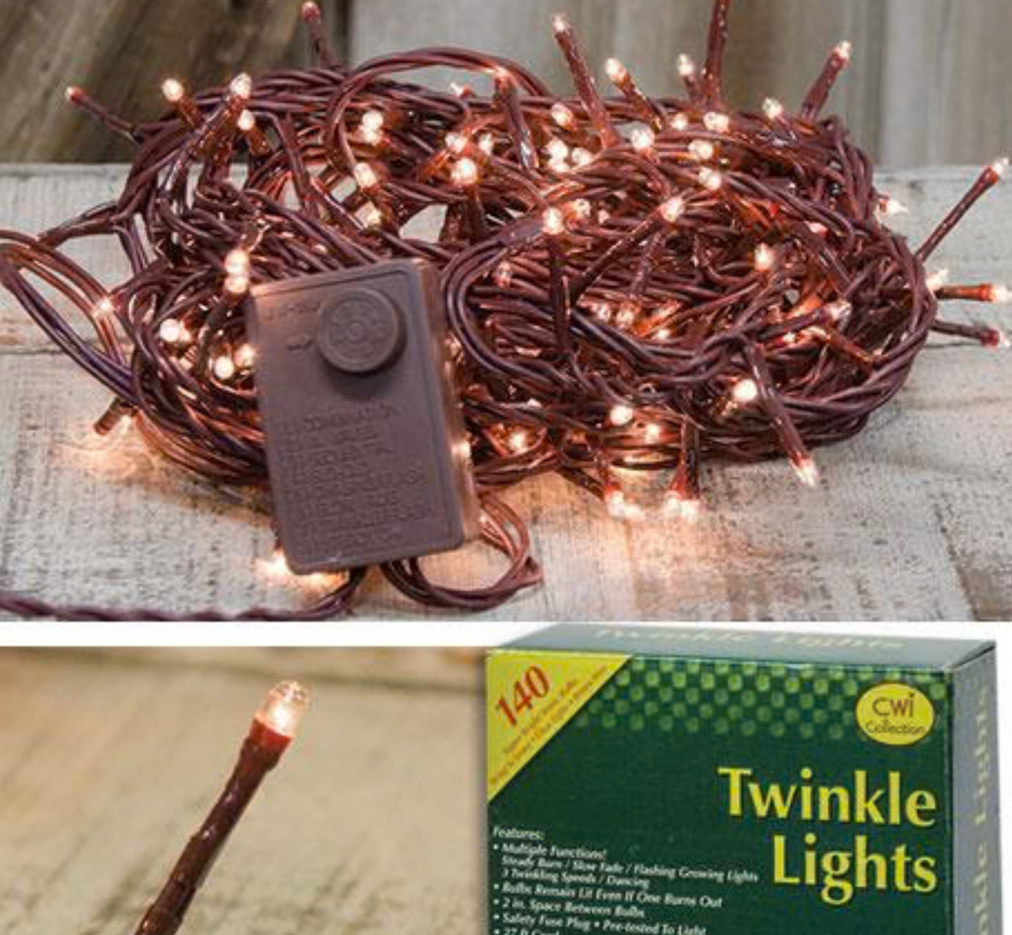 Twinkle Teeny Lights Brown Cord 140 ct