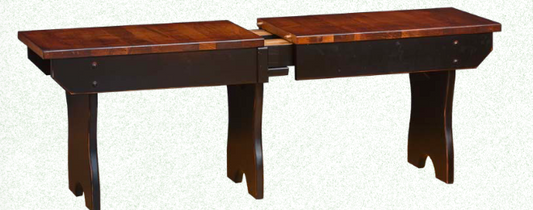 4' Extension Bench w/ 4 Leaves Opens to 8' (Wormy Maple)