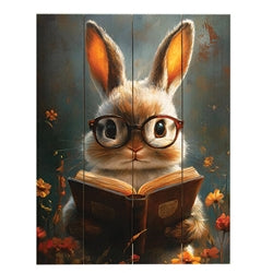 Bunny Bookworm Pallet Art - 9" x 11.75"