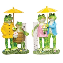 Resin Frog Couple Rain Gauge - 2 Asstd.