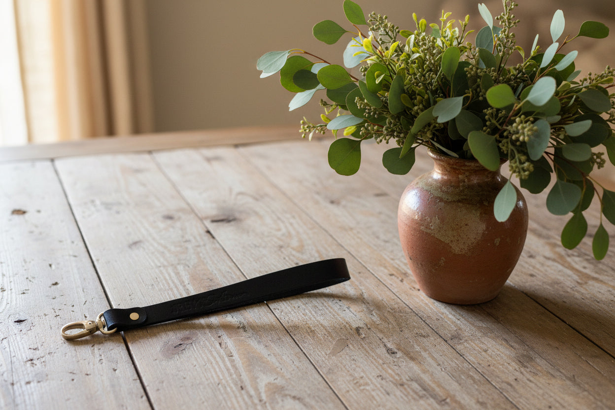 Handmade Leather Wristlet Keychain