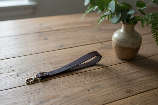 Handmade Leather Wristlet Keychain