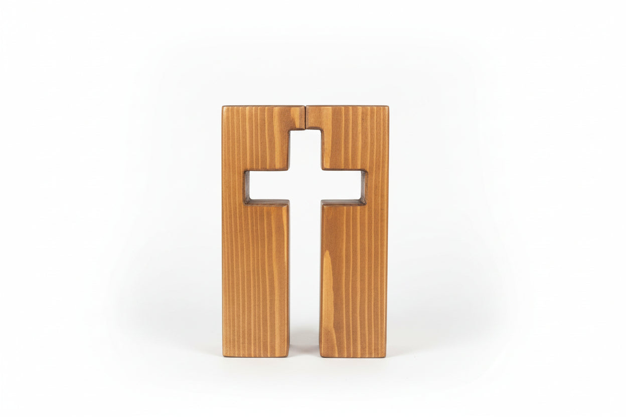 Wooden Cross Candle Holder/ Medium