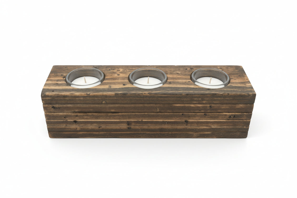 Louvered Wooden Candle Holder