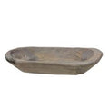 Carved Wood Petite Oval Bowl, Gray Distressed
