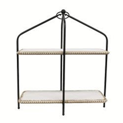 Distressed Beaded 2-Tier Planter Shelf