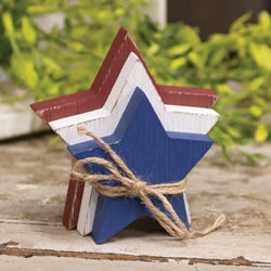 3/Set, Wooden Red, White, & Blue Star Bundle