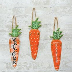 11111 Easter Carrots Hanging Metal Sign, 3 Asstd.