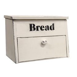 Wooden 2 Compartment Bread Box - White